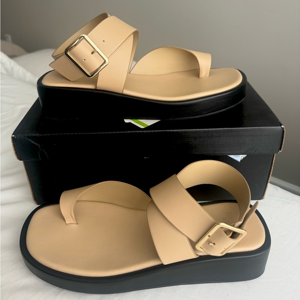 Alana Tan Ankle Strap Platform Wedge Sandals